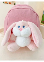قطعة واحدة حقيبة ظهر مصغرة بطابع الأرنب الكرتوني، ناعمة وجذابة بألوان حلوى، مناسبة لرحلات رياض الأطفال والاس