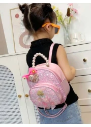 low tea 1pc Shiny Sequin Fabric Backpack Fashionable Shellfish Sequins Cartoon Princess Design School Bag Travel Daypack Backpack Backpack School Backpack Rucksack School Bag Bookbag Bag Dinosaur Bag