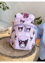 Sanrio KT Cat Nylon Kids Backpack Cute Mini Girls Bag Lightweight Cartoon Pattern Pouch Zipper Closure Kitty Dog Little Girl Schoolbag Suitable Gift Bag For Friends Gathering Travel Bag For Outing