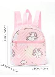 1pc Mini Cute Unicorn Print Children s Backpack Suitable For Girls Primary School Students Middle School Students Travel Vacations Schools Holiday Gifts Daily Use