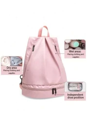 1pc Boys And Girls School Backpack Waterproof Large Capacity Sports Backpack With Shoe Compartment Fashion Solid Color Casual Backpack Suitable For Outdoor Outing Travel Hiking Stadium Sports Universi