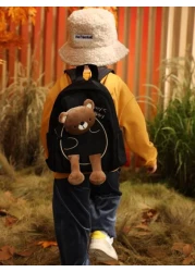 One Piece Cartoon Bear Nylon Zipper Closure Cute Lightweight Backpack For Boys And Girls Suitable For Daily Use In Kindergarten