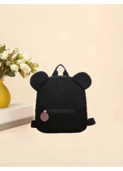 One Girls Cute Cartoon Bear Zippered Backpack Suitable For Daily Use