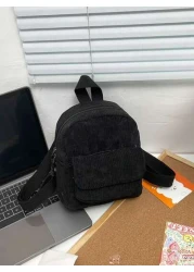 حقيبة ظهر صغيرة بلون أحادي عصرية وعتيقة مناسبة للتسوق واللعب والسفر مناسبة للذكور والإناث. زيبر وحزام كتف قاب