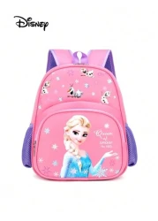 Disney حقيبة ظهر مدرسية لأطفال المدرسة الابتدائية برسوم الأميرة إلسا من ديزني، حقيبة كرتونية جميلة، خفيفة الوزن