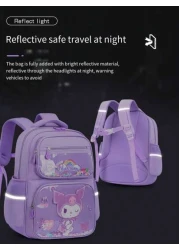 Sanrio Sanrio Hello Kitty Kuromi Kids Backpack Cartoon Cute Girl Double Shoulder Bag Ergonomic Backpack School Style Suitable For Back To School Season Reflective Night Bag
