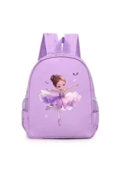 1 قطعة، حقيبة ظهر أميرة عصرية، حقيبة رقص ذات رسوم كرتونية جميلة، بنية من النايلون، فتحة سوستة، بطانة من البولي