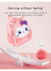 1pc Girls Cute Cartoon Cat Shaped Small Size Diving Material Anti Lost Zipper Closure Backpack For Kindergarten Daily Use