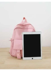 Girls Fuzzy Cartoon Rabbit Letter Patch Decor Zipper Cute Functional Backpack