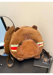 1pc Soft Plush Adorable Capybara Backpack Big Children Casual Plush Backpack School Bag Variable Crossbody Bag Adjustable Strap And Zippered For Travel Shoping Parties Holidays Supermarket Festive Eve