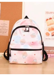 1pc Backpack Nylon Zipper Closure New Cute Schoolbag Dreamy Colored All Match Backpack Cartoon Backpack Suitable For Daily Outings Outings Perfect Gift For Boys And Girls