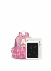 1pc Girls Nylon Zipper Closure A Z 26 Letters Fashion Lace Dance Bag Dance Ballet Bag Practice Double Shoulder Latin School Bag Backpack Suitable For Daily Use Zipper Random DIY Alphabet Stickers