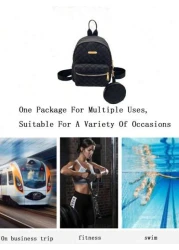 2pcs Children s Oxford Cloth Zipper Closure Argyle Pattern Fashionable Backpack Coin Purse Versatile Vintage Style Suitable For Daily Use