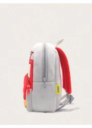 1pc Plush Cartoon Fire Truck Pattern Backpack Suitable For 2 4 Years Old Boys Girls Daily Use