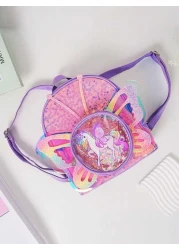 حقيبة ظهر أطفال خلاقة عصرية وعصرية ، تصميم جناح فراشة شفاف مرصع بوني الحريري ، حقيبة كتف مزدوجة الكتف