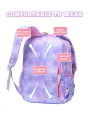 1pc Dream Girl Backpack Multi Pocket Children Backpack Cute Student School Bag Casual Durable Lightweight Travel Bag With Front Transparent Pocket And Anti Theft Pocket Ideal Birthday Gift For Girls G