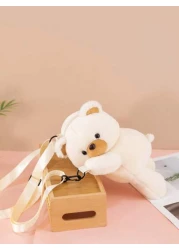 1pc Cute And Adorable Papa Bear Backpack Cartoon Animal Crossbody Coin Purse Storage Bag Fashionable Cartoon Animal Papa Bear Shape Zipper Opening And Closing Backpack Crossbody Bag Suitable For Girls