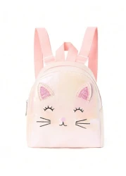 1pc Children Girl Mini Cute Cat Embroidered Backpack Classic Backpack Is Suitable For Little Girl Kindergarten Elementary School Students Daily Use Outdoor Travel Festival Gifts