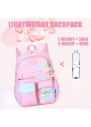 حقيبة ظهر مدرسية أنيقة خفيفة الوزن و بسعة كبيرة مصنوعة من النايلون مع جيوب متعددة للبنات والأولاد والسفر العا