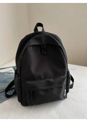 1pc Teens Simple Zipper Closure Backpack Fashion Versatile Solid Color School Bag Suitable For Daily Use