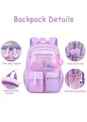 1pc Girls Backpack Outdoor Travel Bag Large Capacity School Bag Bookbag 15 6 Inch Laptop Backpack Stylish Casual Shoulder Bag Multi Pocket Backpack With Heart Shaped Plush Pendant Suitable For Teenage