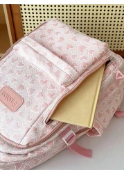 حقيبة ظهر كبيرة السعة بلون سادة وتصميم بسيط للمدرسة والجامعة