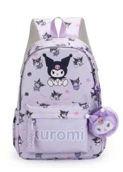 Sanrio 1 حقيبة ظهر، حقيبة مدرسية أنيقة كاواييي، حقيبة ظهر ملونة للبنات، حقيبة نهارية قابلة للطي ذات سعة كبيرة