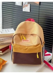 1 New Model Of Nylon Backpack For Girls And Boys With Contrasting Stripes Can Be Carried On One Shoulder Zipped Up And Closed Smoothly Fashionable And Casual Stylish And Individual Suitable For Daily