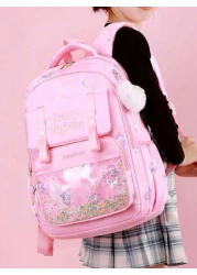 Large Capacity Shockproof Multi Layer Children s Backpack Waterproof Schoolbag With Pendant Decoration Printed Unicorn Pattern Shoulder Bag