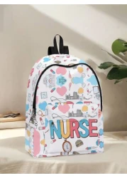 1pc Backpack With Colorful Paw Print Pattern Zipper Closure Pockets Backpack Suitable For Boys And Girls Daily Use For School And Outings