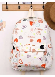 حقيبة ظهر كرتونية بطبعات ملونة متباينة ، حقيبة مدرسية ناعمة متعددة الاستخدامات ، حقيبة كتب كبيرة السعة ، حقيب