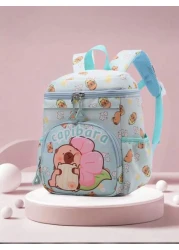 1pc Zipper Opening And Closing Stylish Cartoon Style Capybara Small Backpack Suitable For Height Of About 94 110cm Suitable For Any Occasion Lightweight Travel Backpack Comfortable And Adjustable Shou