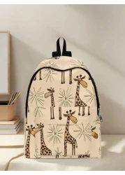 1pc Cute Duck Pattern Pocket Backpack Zipper Closure Pocketed Backpack Stylish For Boys And Girls Suitable For School And Outdoor Activities