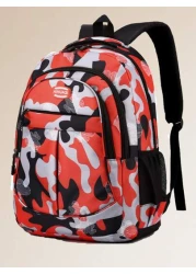 حقيبة ظهر أساسية للأولاد في موسم المدرسة، بتصميم بألوان الكامفلاج. متوفرة بأربعة ألوان: أسود وأزرق وأحمر وأخض