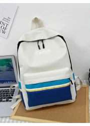 حقيبة ظهر بسحاب نايلون ذات تصميم عصري بلون متباين ذات سعة كافية، مناسبة لجميع المناسبات، خفيفة الوزن للسفر، م