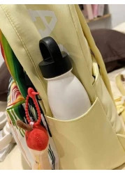 1pc New Fashion Versatile Contrast Color Graffiti Student Backpack Waterproof Nylon Large Capacity Outdoor Schoolbag No Pendant