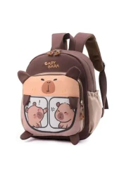 قطعة واحدة من قماش الأكسفورد بسحاب، حقيبة ظهر برسوم كرتونية طريفة لحيوان الكابيبارا، خفيفة الوزن وتحمي العمو