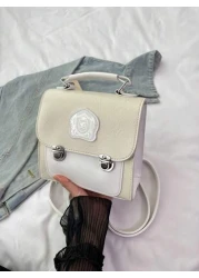 1pc Backpack Pu Flip Top Opening And Closing Fashionable Girl S Backpack 2025 Summer New Simple Versatile Backpack Korean Style Hand Held Backpack Smooth And Comfortable Shoulder Strap With Sufficient