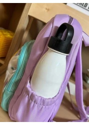 1pc New Fashion Contrast Color Cute Student Backpack Waterproof Large Capacity Nylon Schoolbag Without Pendant