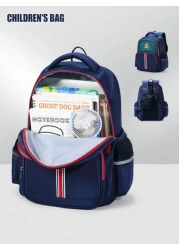 حقيبة ظهر مدرسية للأطفال بتصميم كرتوني بأشرطة قابلة للتعديل، سعة كبيرة 16*12*5 بوصة، مع جيوب وحجرات، أنيقة وعصري