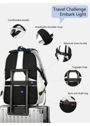 1pc Minimalist Casual Men Backpack Zipper Closure Adjustable Shoulder Strap Durable Fabric Large Capacity Multi Pocket Design Suitable For Daily Use And Travel Luggage Strap For Suitcase Back To Schoo