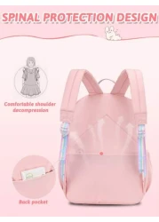 1PC Girls Backpack With Unicorn Keychain Lightweight Macaron Color School Bookbag Simple Polyester Travel Daypack For School Outdoor Ideal Birthday Gift Back To School Essential