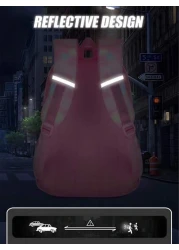 1pc Dreamy Girl Backpack School Backpack Casual Durable Lightweight Travel Backpack With White Furry Keychain Back To School Essential Suitable For Teen Girls For School And Travel