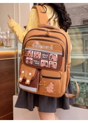 1 Cute Giant Kapibara Pattern Contrast Color Backpack Suitable For Teenagers Large Capacity Lively Student Bag With Multiple Pockets Fashion School Bag Handbag Personalized Lightweight School Backpack