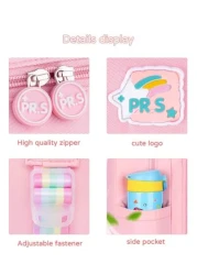 1pc Cute Dopamine Color Block Backpack With Adorable Pendant Large Capacity Girl Backpack Polyester Material Zipper Closure Suitable For School Work Commute Daily Use Back To School Gift