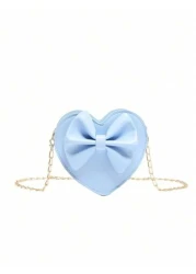 1pc New Cute Girl Niche High End Pu Heart Bow Crossbody Bag Can Be Carried By Hand And Fashionable New Bag Fresh And Dopamine Color Matching Youthful Girl Style Can Be Cross Body Shoulder Strap Is Adj