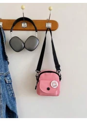 1 Pc Mini Children Crossbody Bag Canvas Bag Square Bag Coin Purse Shoulder Bag Versatile Lightweight Portable Zip Closure Adjustable Strap For Daily Purse For Travel Vacation Shopping Kids Outdoor Sup