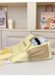 1pc New Student Tutoring Bag Casual Contrast Color Nylon Waterproof Large Capacity Shoulder Bag