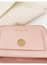 1 قطعة حقيبة يد أنيقة عصرية ذات لون أحادي وزخرفة شريط وردي جميل، حقيبة كتف مربعة صغيرة مصنوعة من جلد PU