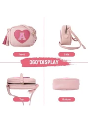 Heart Purse Little Girl Purse Birthday Gifts Cute Leather Toddler Purse Small Crossbody Bag With Tassel Personalized Initial Letter Bag Novelty Wallets For 2 10 Year Old Girl Children s Gifts Birthday